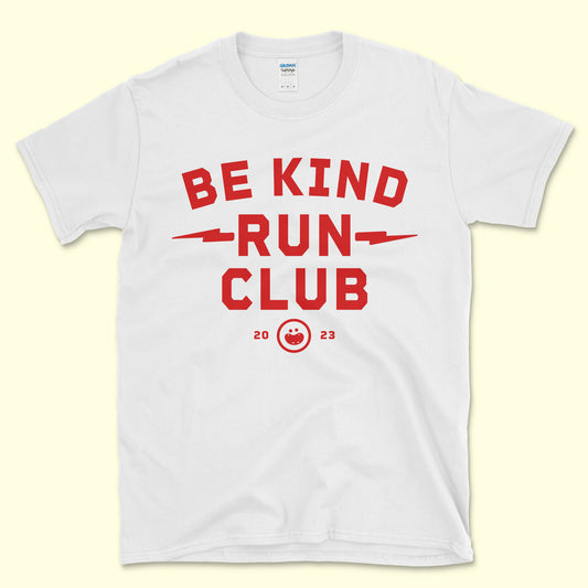 Be Kind Block Letter Run Club Tee - White